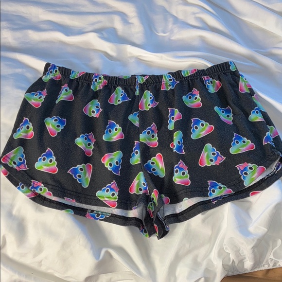 Playful Poop Emoji Women's Pajama Shorts - Picture 1 of 7